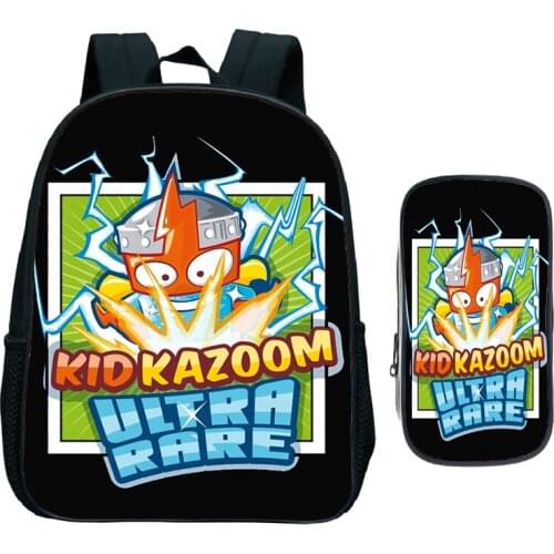 New Child Hot Game Super Zings Backpack 2pcs Set Kids Superzings Primary School Bag Kindergarten Bookbag Gift(Rucksack+Pen Bag)