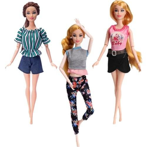 1Pcs Doll Clothes Daily Wear Casual Outfits Yoga Clothes Fashion Suit Shirt Pants Dolls Accessories Dressing Up Toys