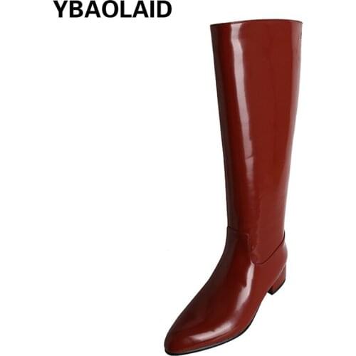 Solid Color Cowhide Mid-heel But Knee-high Boots for Fall/winter 2021 New Retro Pointed Sleeve Thick Heel Knight Boots