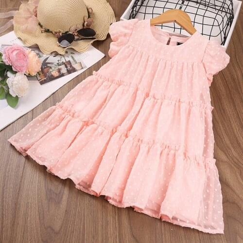 Pink Dot Girls Dress 2021 Fashion Casual Dress For Girls White Costumes Kids Clothes Girls Child Clothing Vestidos For 2-6 Age