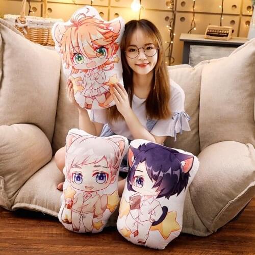 The Promised Neverland Manga Peripheral Anime Plushies Pillow Cushion Emma Norman Ray Two Dimensions Cartoon Stuffed Plush Toy