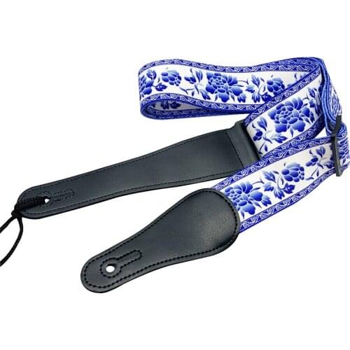 Fully Adjustable Guitar Strap for Electric Acoustic Classic Guitar Bass China Blue & White Porcelain Printed