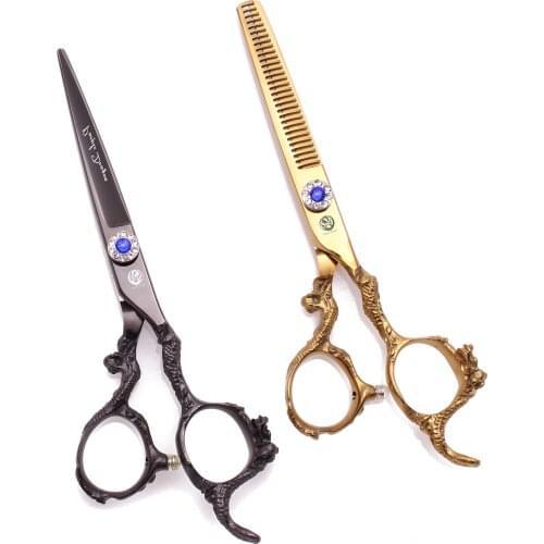 Scissors Hair Professional 5.5" 6" 440C Purple Dragon Haircut Scissors Salon Hairdressing Thinning Scissors Dragon Handle 9003