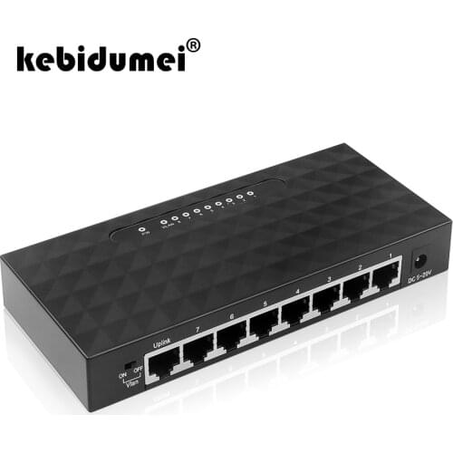 Newest 8 Ports High Speed Gigabit Network Switch 10/100/1000Mbps Ethernet Smart Switcher High Performance with DC Power Adapter
