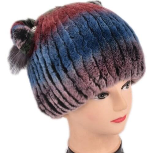 New winter women girls cute sweet children lovely real genuine leather rex rabbit fur hat cat ears warm hat Skullies Beanies cap