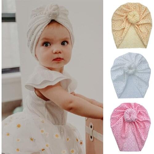 Cute Knot Baby Hat Turban Summer Mesh Baby Boys Girls Hat Solid Color Newborn Infant Toddler Caps Beanies Headwrap