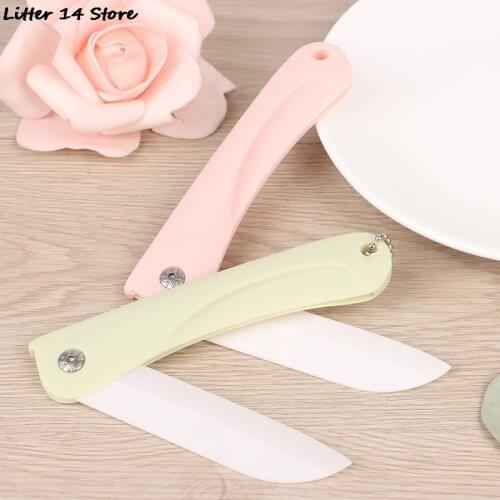 Foldable Pocket Ceramics Knife Mini Portable Folding Knife Fruit Cutter Practical Camping Outdoor Supplies Hand Tools
