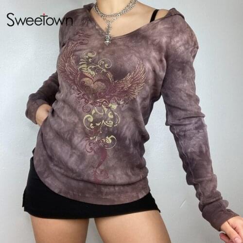 Женские футболки с капюшоном Sweetown China At AliExpress