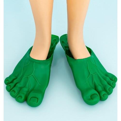 Boys Cosplay Ghost Hulk Bigfoot Shoe Halloween Barefoot Costume Slipper Green Feet Bigfoot Count Slipper Socks Masquerade Trick