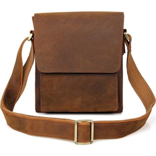 Vinatge Crazy Horse Leather Male Shoulder Bag Men Crossbody Bag Genuine Leather Small Men Messenger Bags For Man