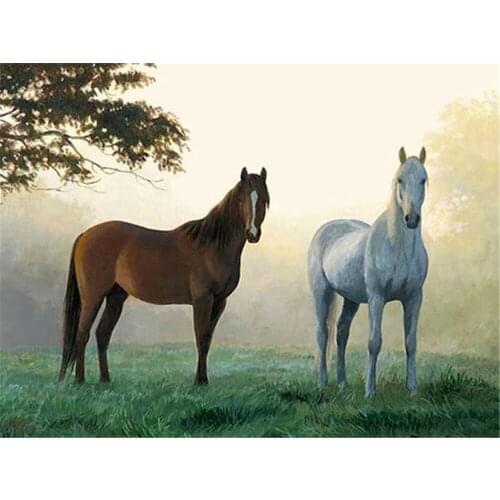 Animal Horse Flower Printed Water-Soluble Canvas 11CT Cross-Stitch Embroidery Patterns DMC Threads Handiwork Decor