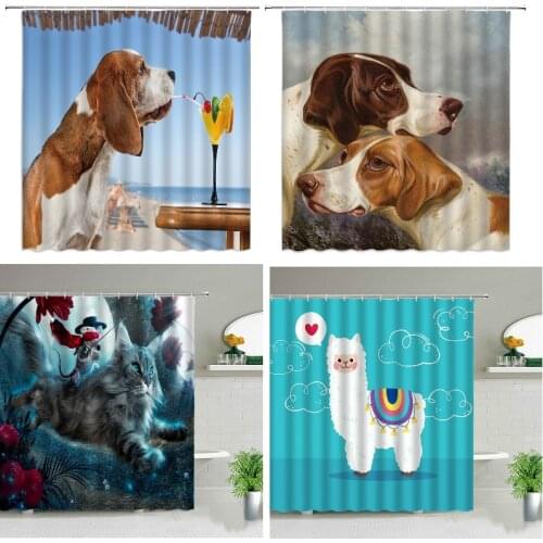 Cartoon animal cat dog dog Curtain for kitchen Curtains curtains for room hall Curtains curtains in the bathroom Shower curtain