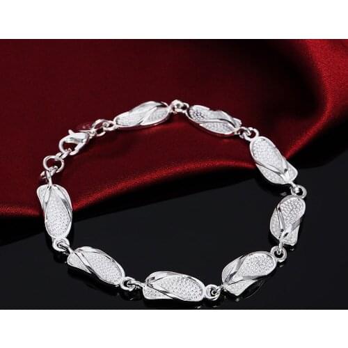 Hot fine cute slippers 925 sterling silver Bracelet for woman fashion Wedding party Best friend Gifts Popular brands jewelry