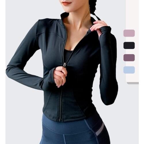 Womens tracksuit Slim Fit Long Sleeved Fitness Coat Yoga Crop Tops With Thumb Holes Gym Jacket Workout Sweatshirts