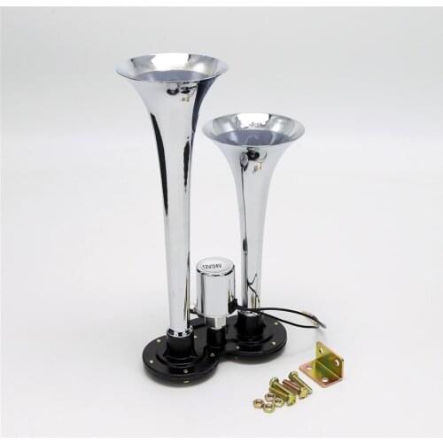 1pcs Dual Trumpet Air Horn Chrome 12V/24V 150db Super Loud Trumpet Air Horn for Car Truck Train Boat