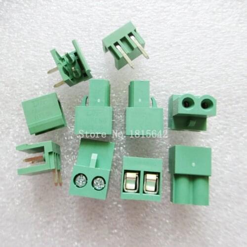10sets ht5.08 2pin Right angle HT508-2P Terminal plug type 300V 10A 5.08mm pitch connector pcb screw terminal block connector