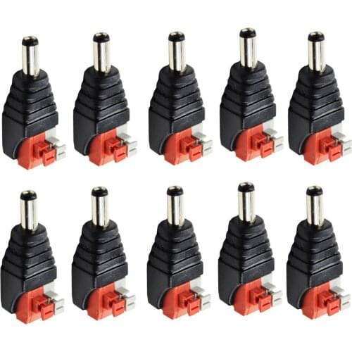 10 Pieces 12V Male 5.5mm x 2.1mm DC Power Jack Plug Adapter Connector for CCTV Camera