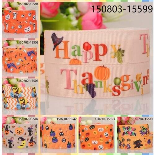 10yards -different sizes -happy Halloween cartoon ribbon printed Grosgrain orange ribbon