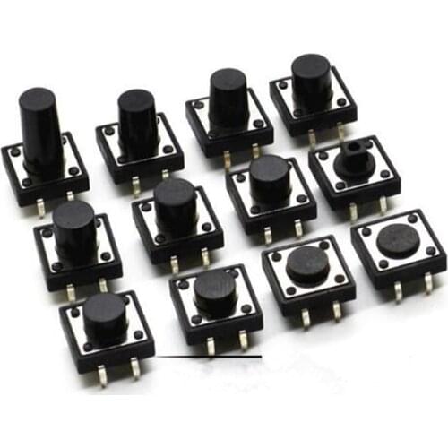 20pcs 12 x 12mm x 4.3/5/6/7/8/9/10/11/12/13/14/15/16/17/18mm Momentary Push Button Tactile Tact Switch Non lock 4 Pin