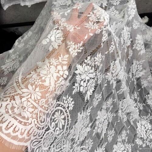 3Meter/Lot White Black Eyelash Lace Fabric Crafts Sewing Lash 75CM/150CM Wedding Veil Clothes Dress Skirt Accessories CR2528