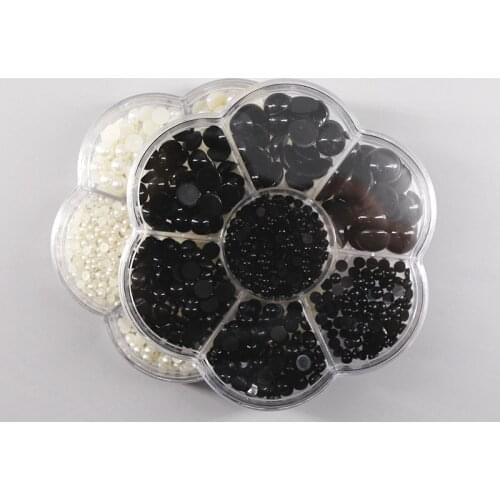 500pcs Multisizes White Black Resin Pearl Beads No-hole Flatback Scrapbook Ball Button for Craft Cabochon Kawaii DIY accessories