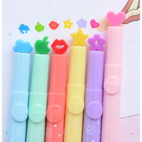 6pcs Highlighter pen lot Lovely stamp highlighter jelly candy color pen, color pencil mark creative