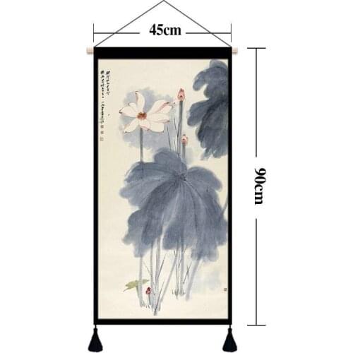 Free shipping，Modern ink lotus cloth art wall decoration painting tapestry hanging cloth