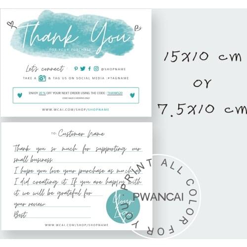 Turquoise Business Thank You Card,ThankYou for Online Shopping With Note,Thank You For Your Order Card,Printable Template Insert