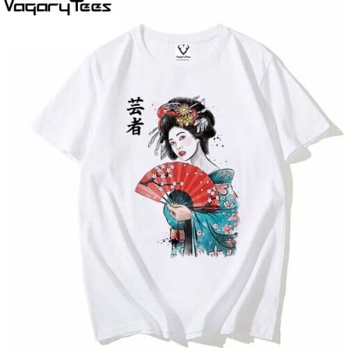 VagaryTees Geisha Watercolor T shirt casual tshirt homme O neck streetwear man t-shirt boys clothes anime summer top tees