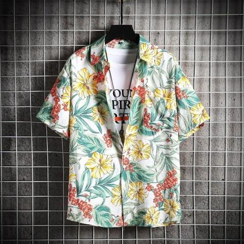 Summer Holiday Vacation Fashion New Male Hawaiian Shirts Fashion Mens Casual Button Hawaii Print Beach Short Sleeve Quick Dry