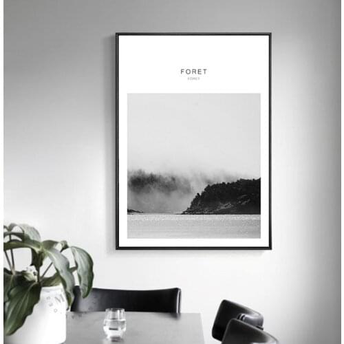 HAOCHU Scandinavian decorative painting room modern murals black and white English letters forest landscape wall posters
