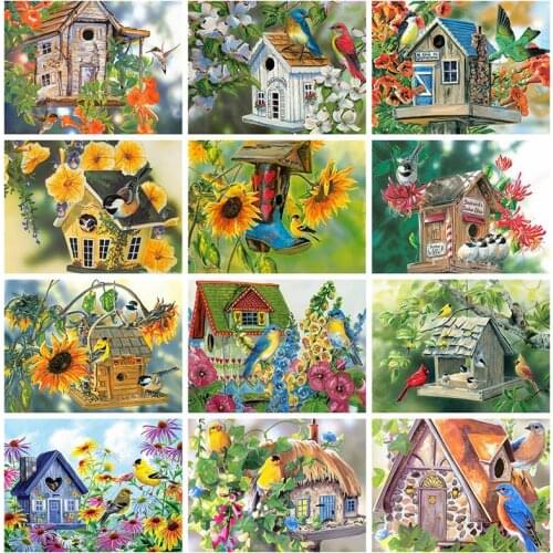 HUACAN 5d Diamond Painting Full Drill Square Animal Bird Diamond Embroidery Sale House Flower Mosaic Handmade Gift
