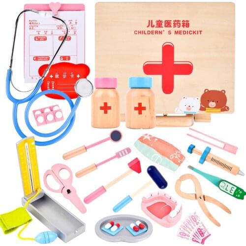 Toy Woo Hot Wooden Doctor Set Children Simulation Doctor Toy Real Life Injection Role Playing Toy Educational Toys for Children