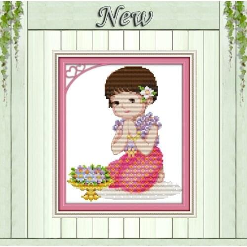 Pray lovely girl home wall Decor diy painting counted print on canvas DMC 11CT 14CT kits Cross Stitch embroidery needlework Sets