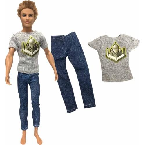NK One Set Ken Doll Clothes Fashion Cool Short Sleeve Summer Outfit For Barbie Boy KEN Doll 30cm Doll Best Accessories Gift 058A