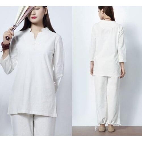 4color Summer&Spring high quality cotton&linen yoga suits zen lay meditation uniforms tai chi taiji clothing brown/pink