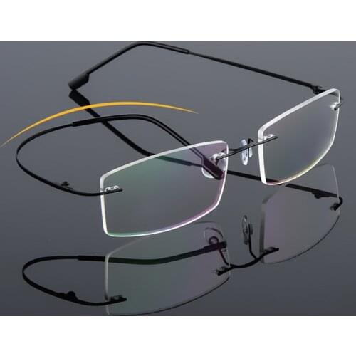 Eyesilove classic men Titanium Alloy Rimless myopia glasses women Nearsighted Glasses finished prescription glasses -0.50 -6.00
