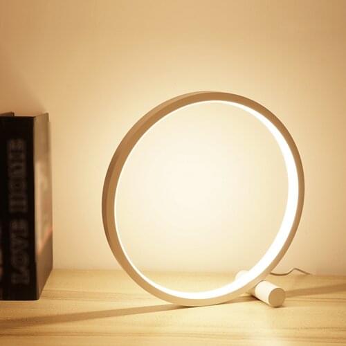 25CM Round LEDs Table Lamp Touching Control 3 Brightness Level Modern Circular Design Nightstand Lamp Dimmable Reading Desk Lamp