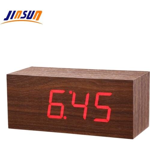 JINSUN Desktop Digital Clock Wooden Clock Big Number Rectangle Sound Control Classic Minority reloj despertador