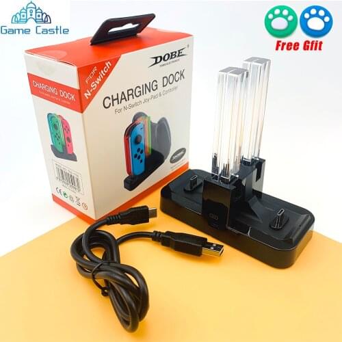 2020 New 6 in 1 USB Charging Dock Stand for Nintendo Switch with LED Indication to 2 Pro Controller Charger or 4 Joy-Con Charger