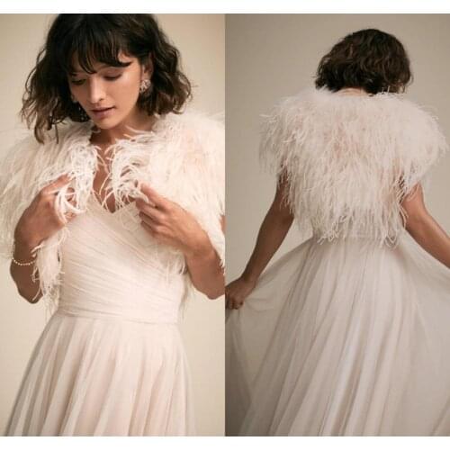 2020 New Wedding Bridal Shrug Modest Alencon Luxury Feathers Wedding Bridal Bolero For Wedding Dresses Custom Made Wrap Cape