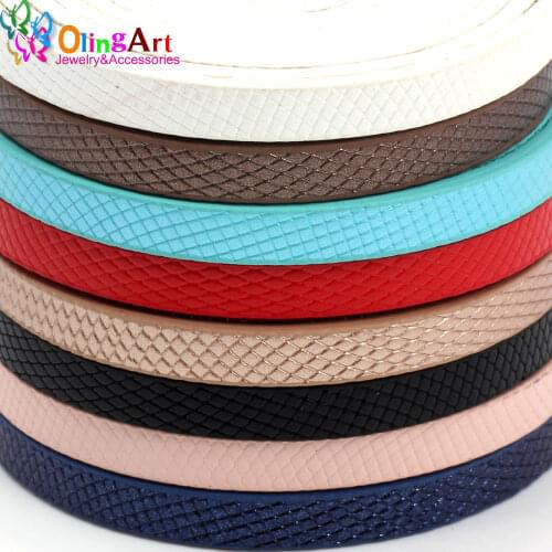 OlingArt newest 6MM 1Yard Diamond pattern lines wire Flat PU Leather Cords /accessories/DIY Bracelet necklace Jewelry making