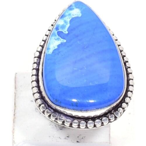 Genuine Dendrite Opal Ring Silver Overlay over Copper , Hand Made Women Jewelry gift , Size: 9