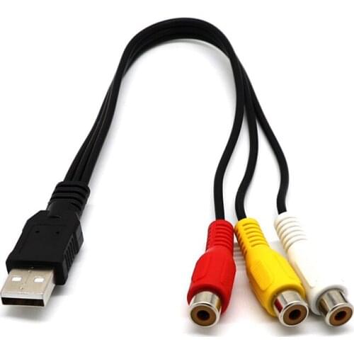 USB Male to 3 RCA Female Adapter Audio Cable Video Converter AV Cord for HDTV TV HJ55
