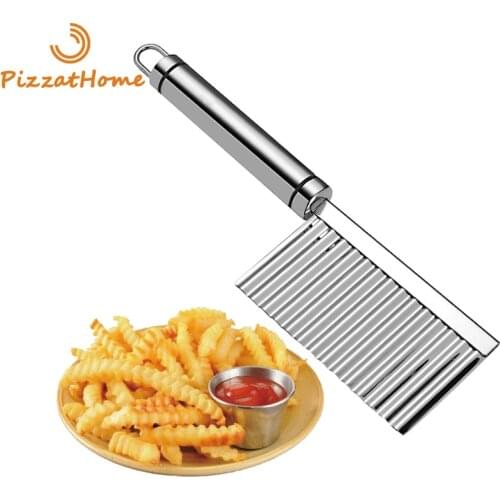PizzAtHome Stainless Steel Potato Slicer Wavy Chips Knife French Fry Cutter Fruit Vegetable Knife Serrated Chopper Kitchen Tools
