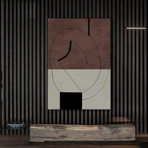 Simple and modern Nordic abstract black and white lines retro art poster porch mural decorative picture print picture