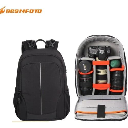 Besnfoto BX-D2002 DSLR Backpack Waterproof Fashion Camera Bag Anti-Shock Durable Wear-Resisting Casual Daypack For Hiking Travel