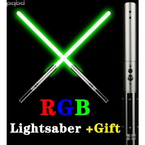 Pqbd Jedi Luke RGB Lightsaber 11 Color Change Light Saber With 5 Sets Soundfonts Metal Handle Force FX Blaster Laser Sword Toy