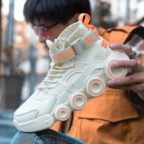 High Top Sneakers Breathable Casual Men Shoes Non-Slip Footwear Trend Flying Woven Mesh Running Shoes 2021 Zapatill De Hombr