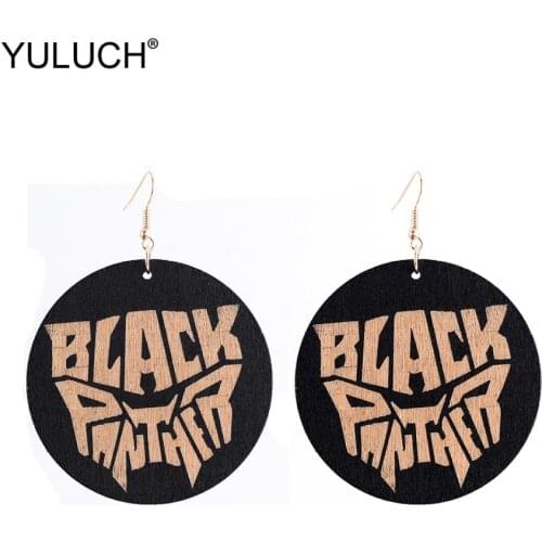 YULUCH 2019 Ethnic Round Black Wood Printed African Style Pendant Earrings For Women Party Gifts Big Statement Earrings Jewelry